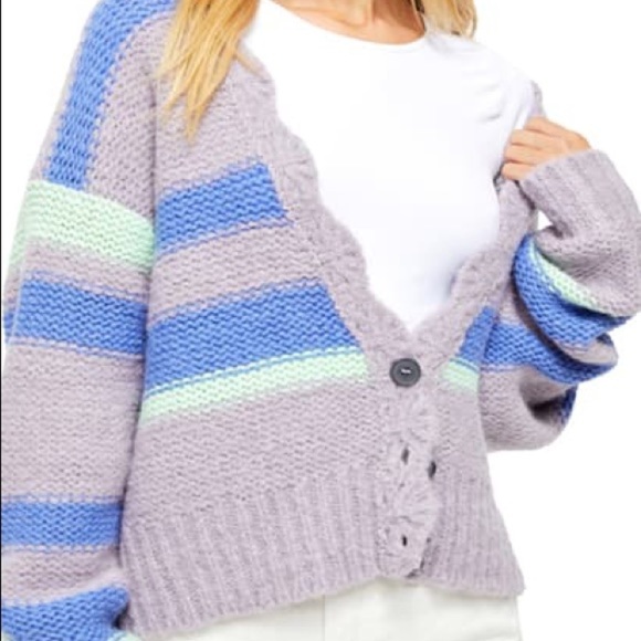 Free People Fine Time Cardigan Striped Sweater - Picture 1 of 15